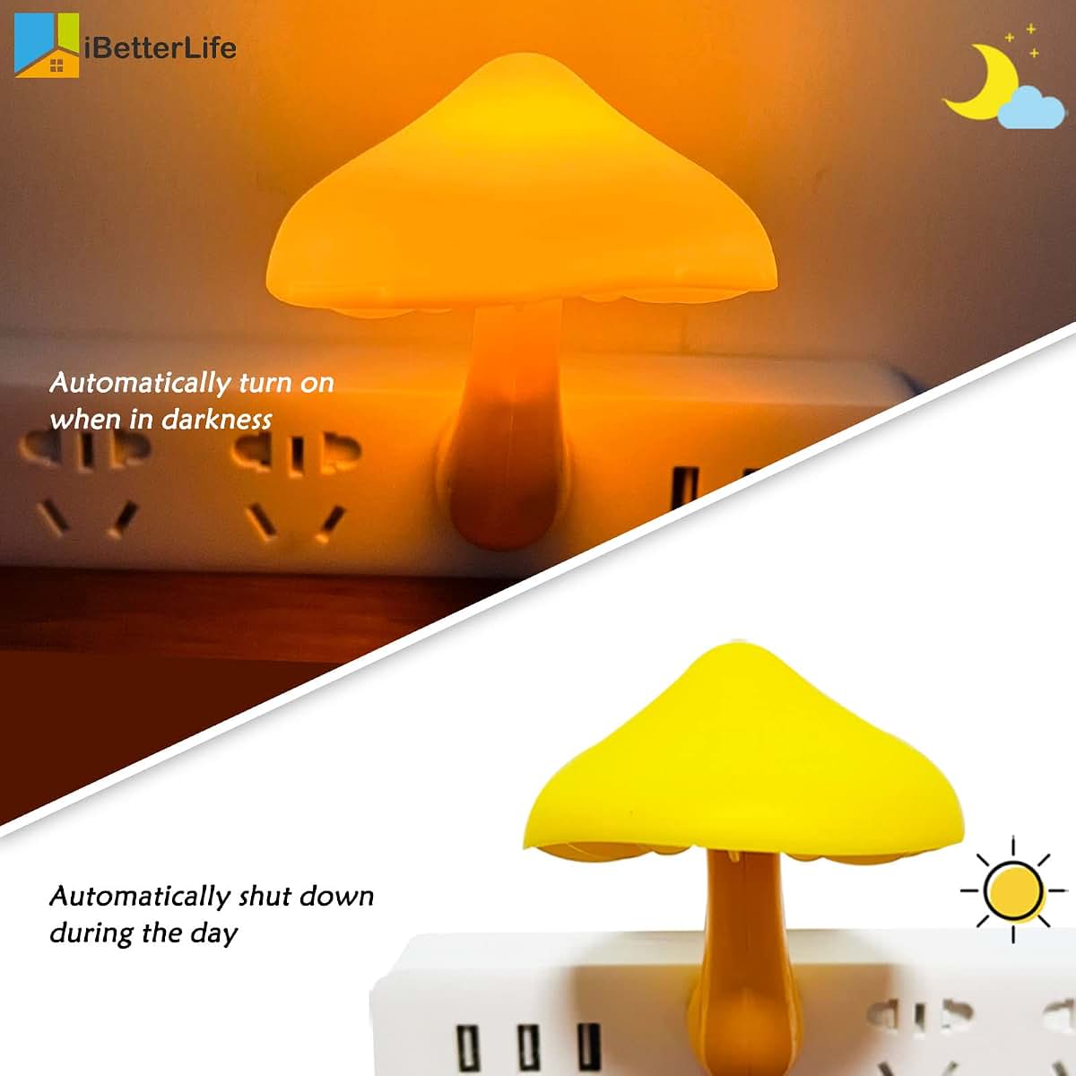 iBetterLife Mushroom Night Light 2-Pack With Auto Sensor (photo 2)
