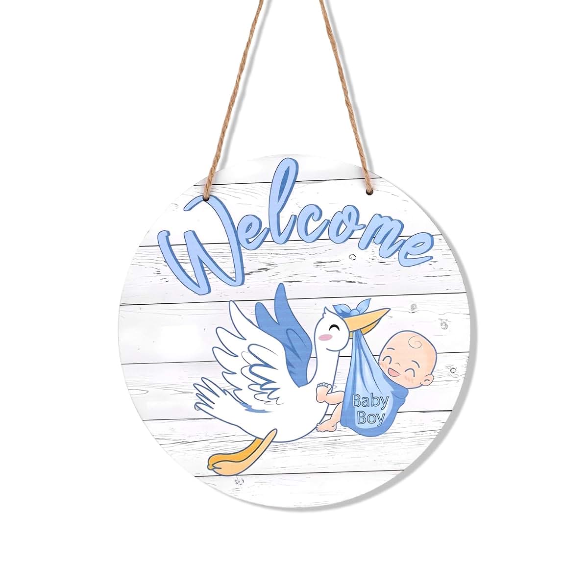 Baby Welcome Wreath Sign | Artificial Wood Nursery Decor