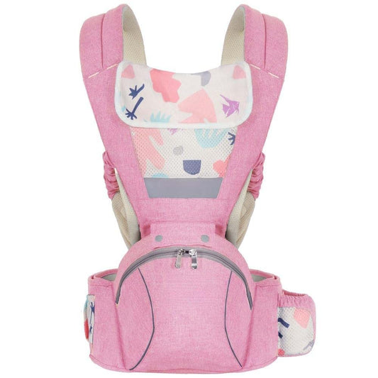 PEYWKANZT 3-in-1 Ergonomic Infant Baby Carrier with Hood And Hipseat Pink