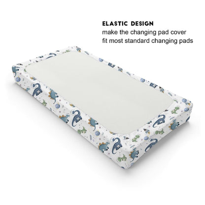 Dinosaur Space Pattern Changing Pad Cover for Nursery Decor