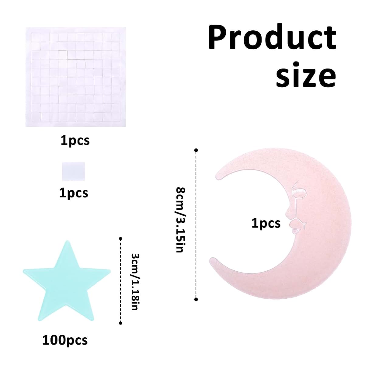 Tweruna Glow in the Dark Stars for Ceiling, Moon Glowing Wall Stickers