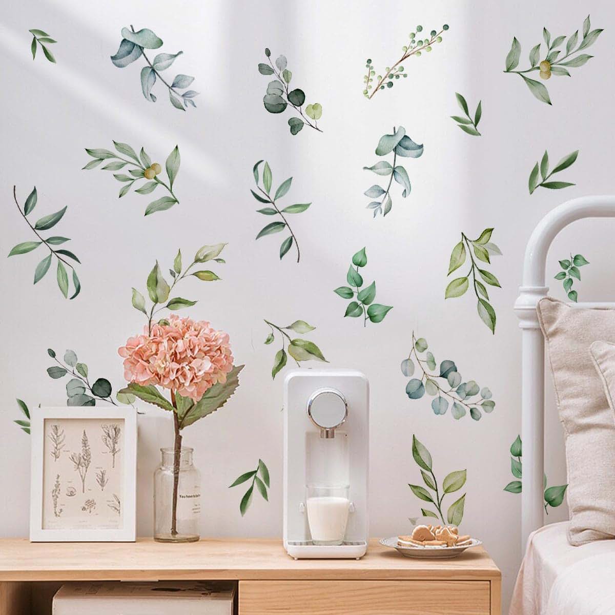 Green Leaf Wall Decals for Nursery and Living Room Decor