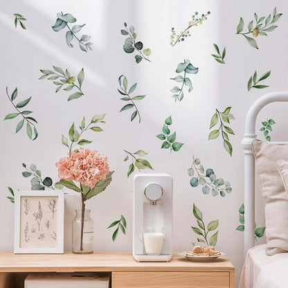 Green Leaf Wall Decals for Nursery and Living Room Decor