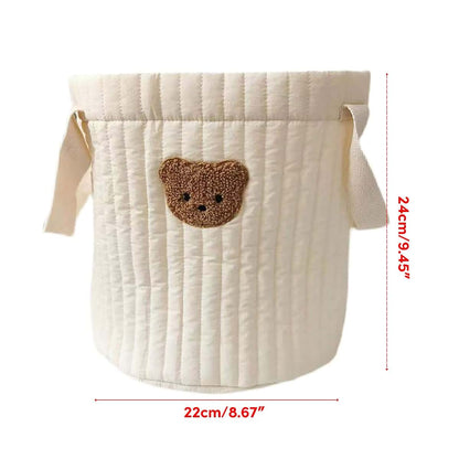 Yovslop Bear Storage Bucket Beige Cotton Basket (photo 3)