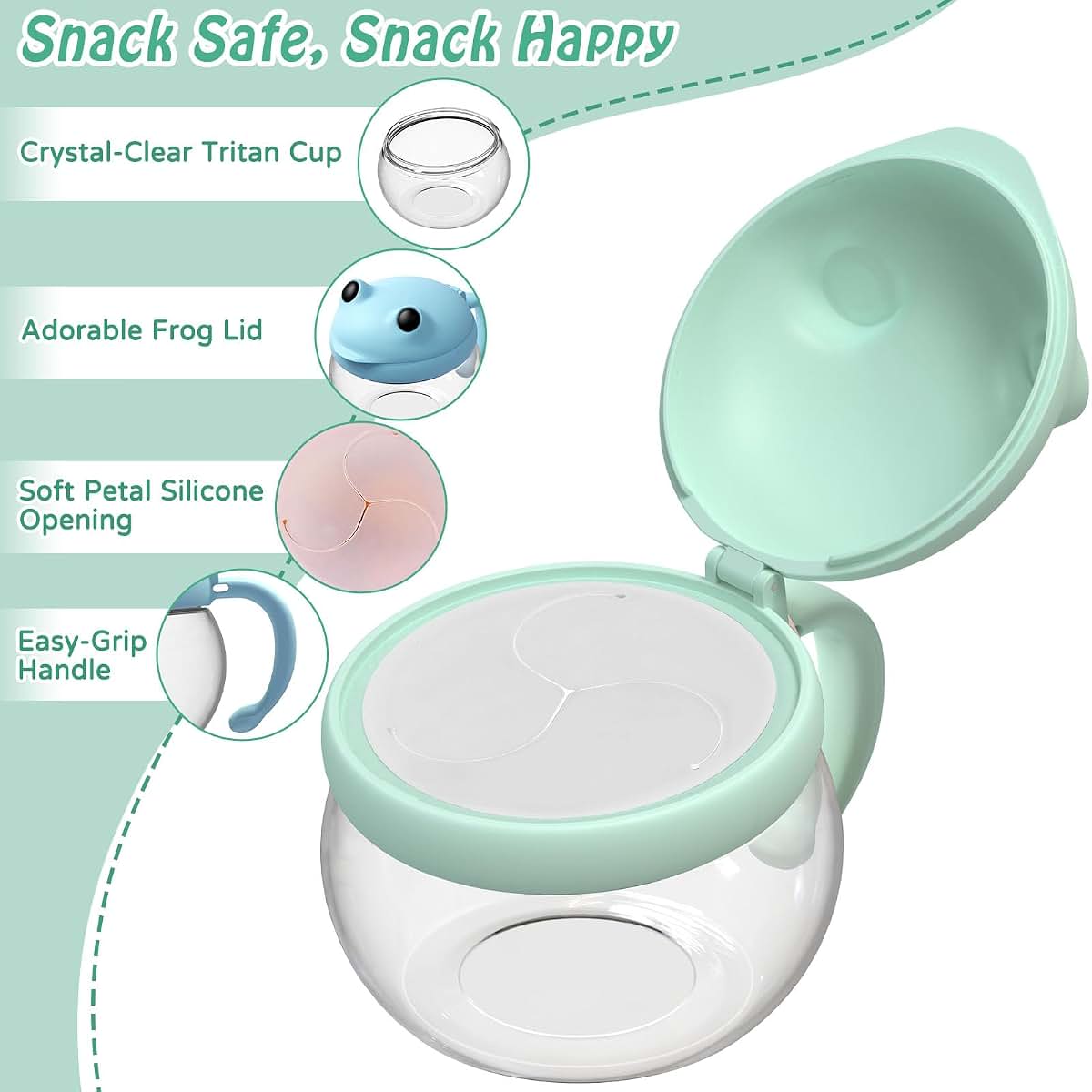 SELEWARE Toddler Snack Cups Spill-Proof Snack Containers