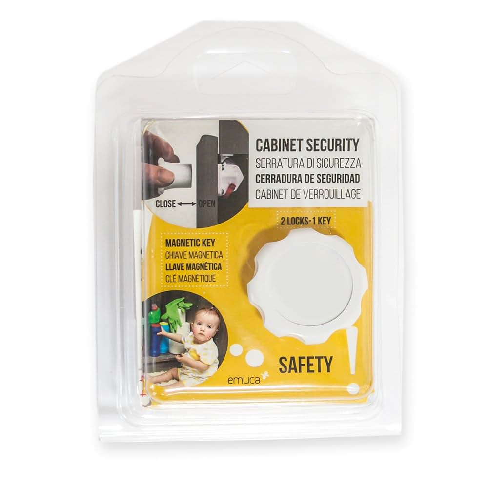 Emuca Invisible Safety Lock Child Lock for Cabinet Doors and Drawers White (photo 3)