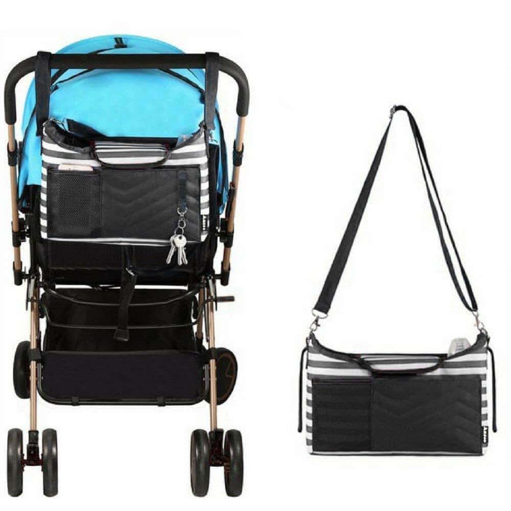 W WHYSGIVING Baby Stroller Organizer Bag with Changing Pad and Cup Holders