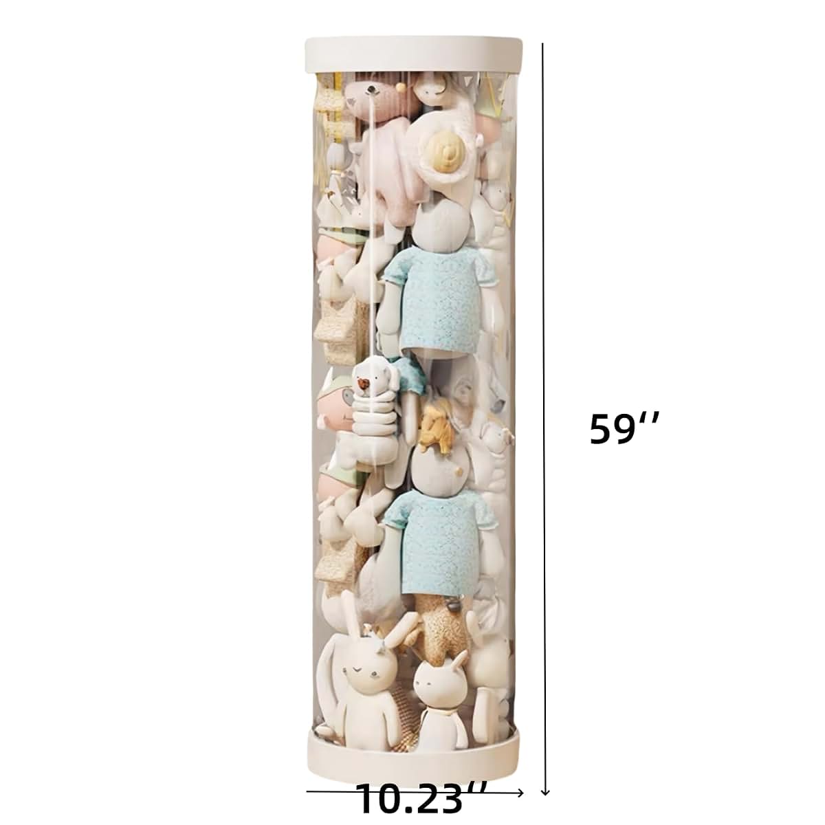 Flarelyare Stuffed Animal Storage Tube Pet Transparent With Zipper And Lid (White)