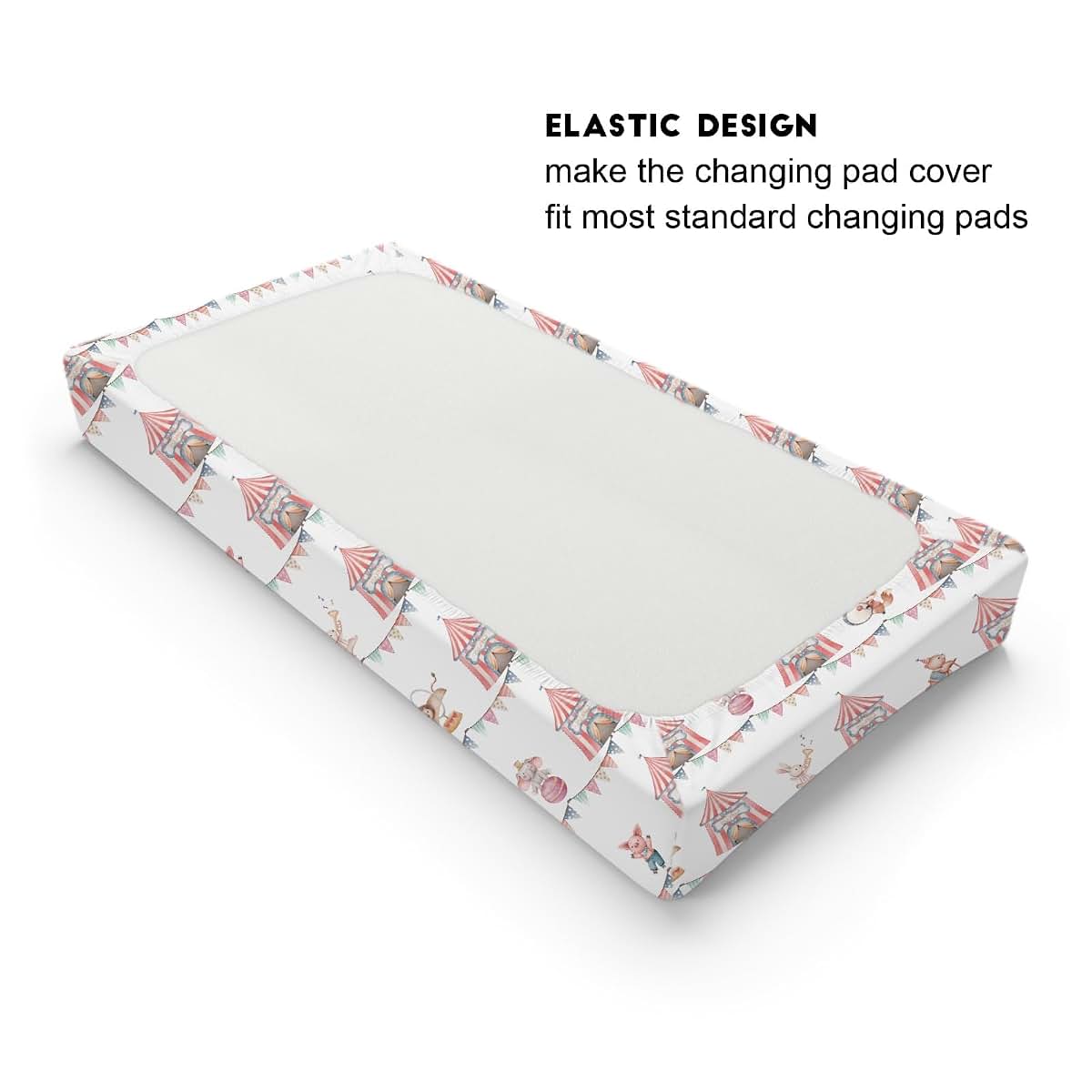 BabyOneStop Watercolor Circus Animals Changing Pad Cover