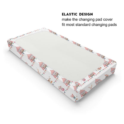 BabyOneStop Watercolor Circus Animals Changing Pad Cover