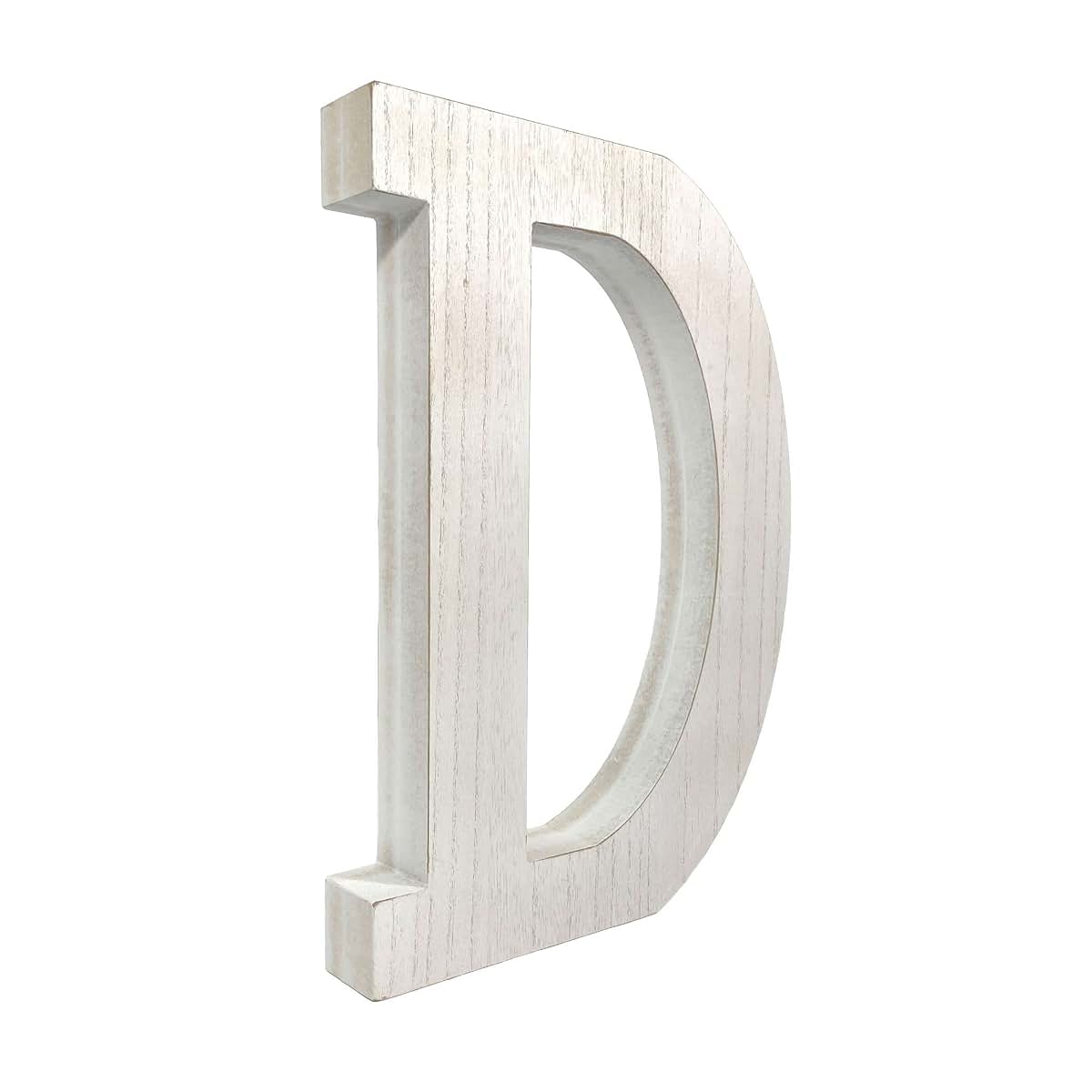 HomeRoots 16" Distressed White Wash Wooden Initial Letter D Sculpture