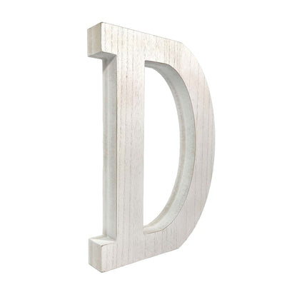 HomeRoots 16" Distressed White Wash Wooden Initial Letter D Sculpture
