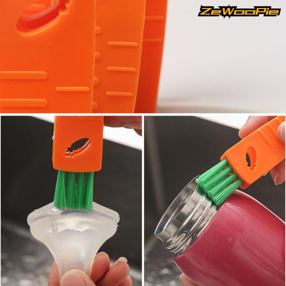 scrit Hard-bristled Crevice Cleaning Brush, 5Pcs Carrot Design Multifunctional Cleaning Brush for Water Bottle Nursing
