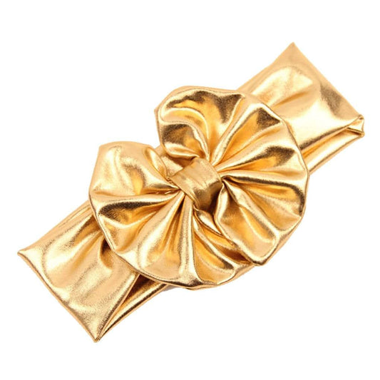 JustMyDress Baby Girls Bronzing Gilding Headband Floppy Metallic Messy Big Bows HeadWrap JA61 (Golden)