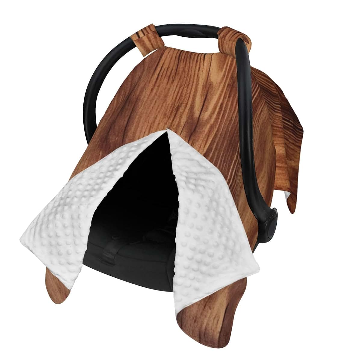 KKLWEGU Brown Wood Grain Baby Car Seat Canopy Cover, Multi Use Breathable Nursing Breastfeeding Covers for Mom Soft