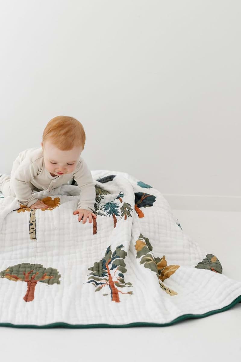 Clementine Kids Forest Trees Quilt, 47 x 47 Inch Cotton Muslin Blanket (photo 2)