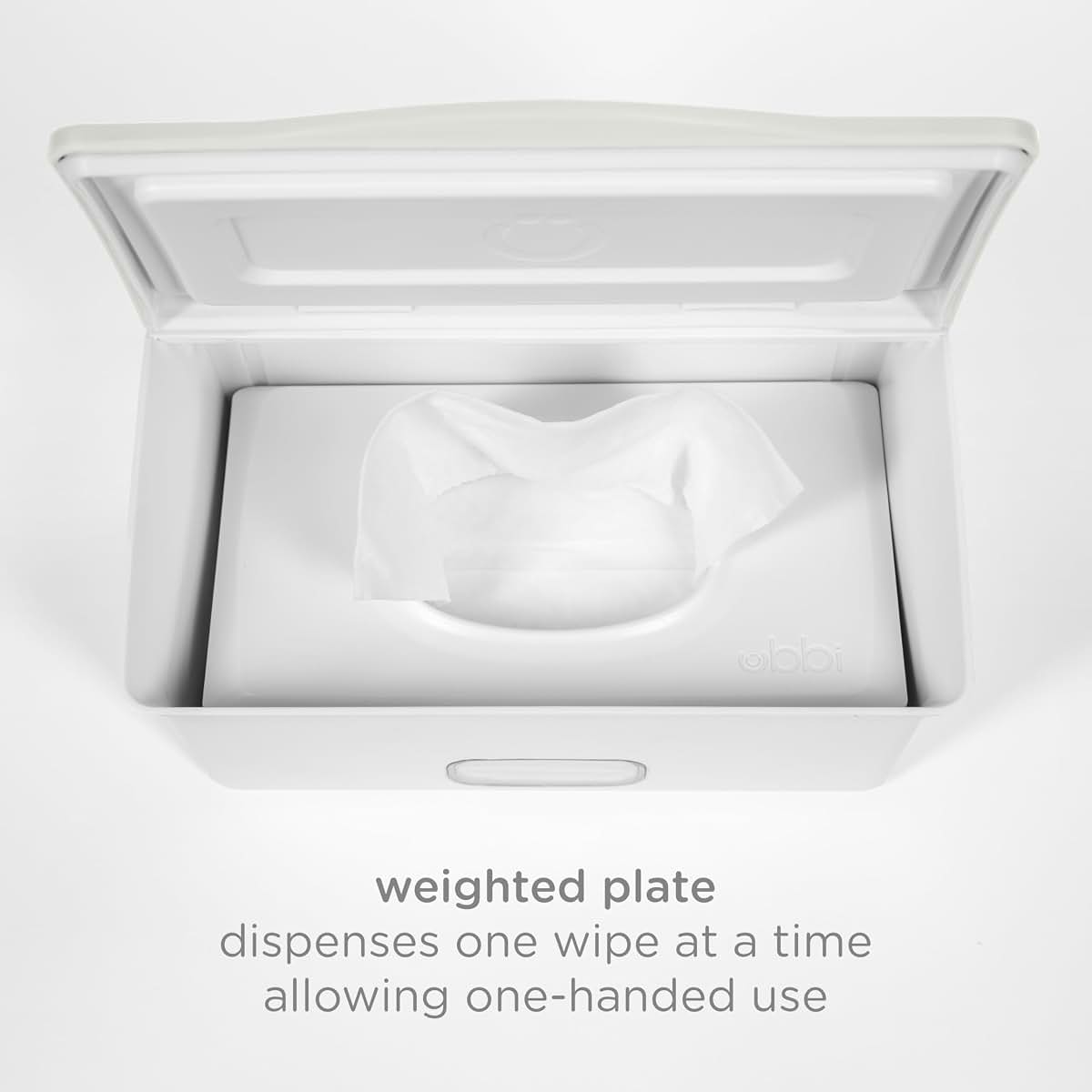 Ubbi Baby Wipes Dispenser with Weighted Plate and Clear Window