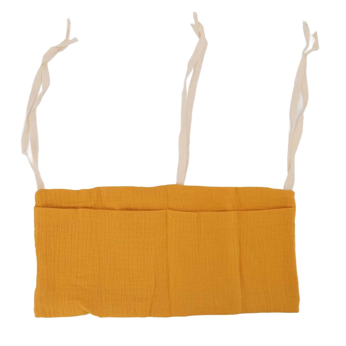 Poenvfpo Baby Crib 2 Pocket Hanging Storage Bag With Adjustable Straps In Turmeric