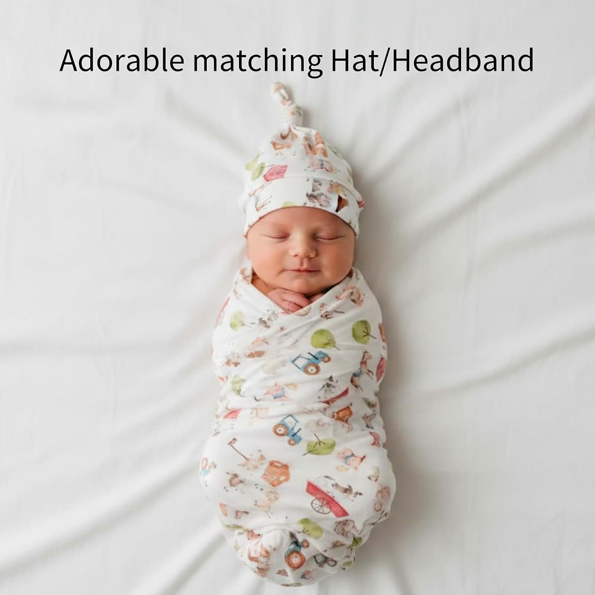 The Plush Club Bamboo Viscose Swaddle Blanket Set With Matching Hat (photo 2)