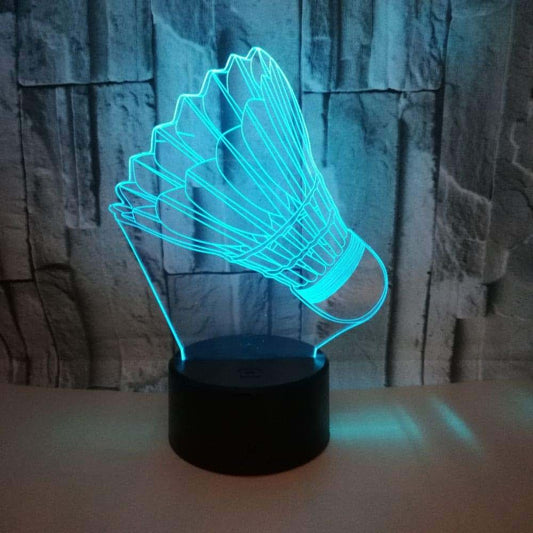 Jinnwell 3D Badminton Night Light Lamp Illusion Night Light 7 Color Changing Touch Switch Table Desk Decoration Lamps