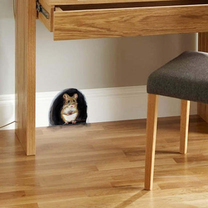 Realistic Mouse Hole Wall Sticker Decal for Home Decor Art