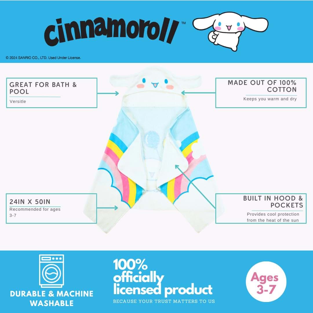Franco Cinnamoroll Kids Hooded Cotton Towel Wrap