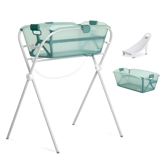 Evolur Supple Baby Spa Set with Infant Bathtub, Hammock Support Seat & Metal Frame, Newborn Tub for 0–12 Months