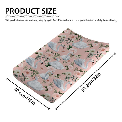 Watercolor Swan Boho Floral Changing Pad Cover