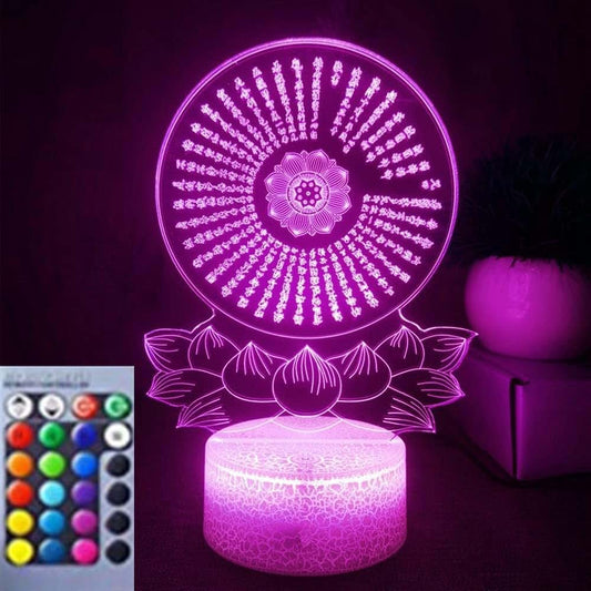 Jinnwell 3D Buddha Night Light Lamp Illusion 16 Color Changing Table Desk Decoration Lamps Acrylic Flat ABS Base USB