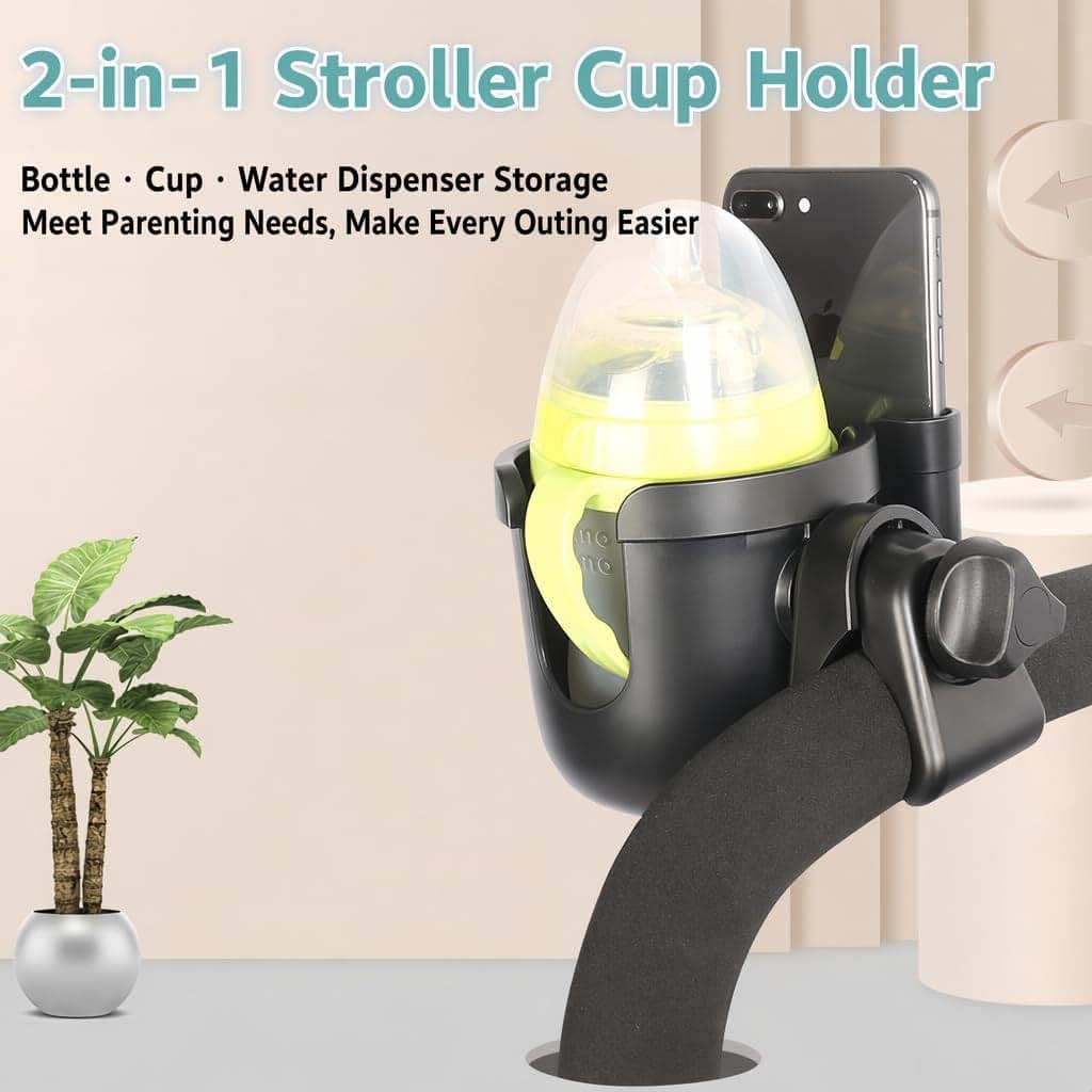 Honghauth Universal Stroller Cup Holder With Phone Case
