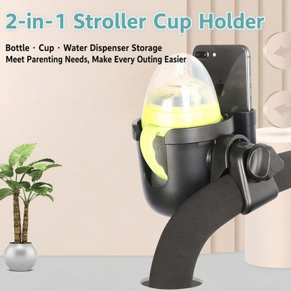 Honghauth Universal Stroller Cup Holder With Phone Case