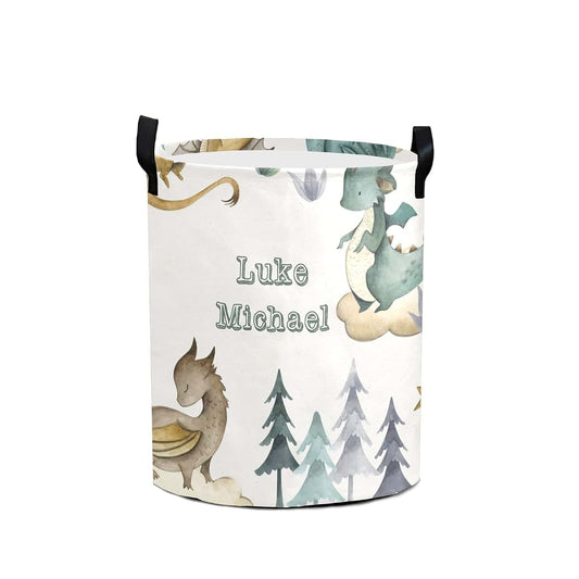 Joyestore Dragon Animals Watercolor Storage Bin, Waterproof Oxford Fabric Clothes Basket Organizer for Laundry