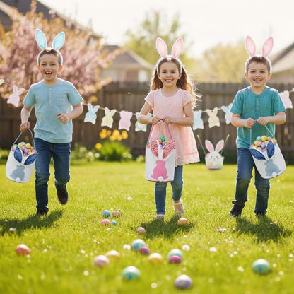 Oubrelu 2 Packs Easter Bunny Baskets With Handle Gift Tote Bags (photo 4)