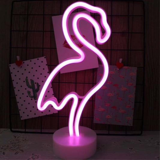 Yuuming Fantasee LED Neon Flamingo Light Signs Battery Operated for Desk Living Room Bedroom Home Party Christmas