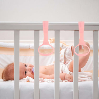 Toddmomy Baby Pull Up Rings 4 Pack Pink Crib Standing Handles for Early Walking