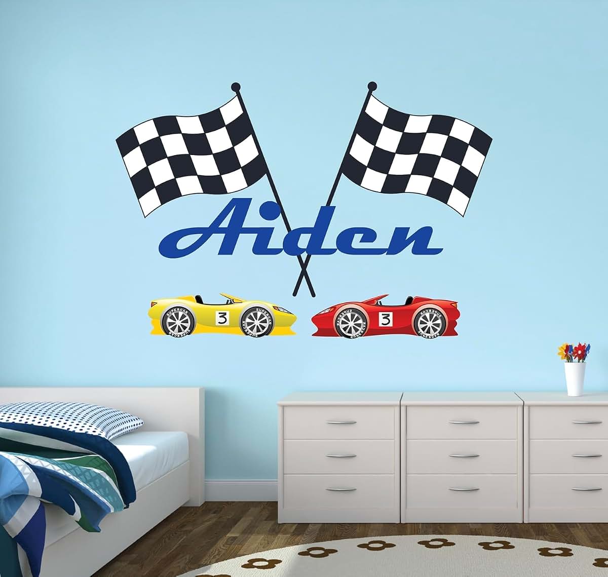 The Colors Crafter Personalized Racing Name Wall Decal For Kids Rooms