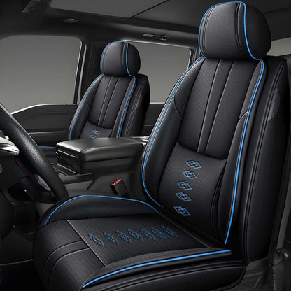 Qufei Front Seat Covers For Nissan 370Z 2009-2020 Leather Waterproof (Black Blue)