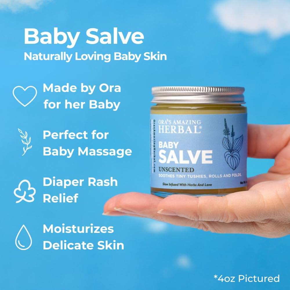 Ora's Amazing Herbal Baby Salve Fragrance Free Plant Based Ointment 4 Oz