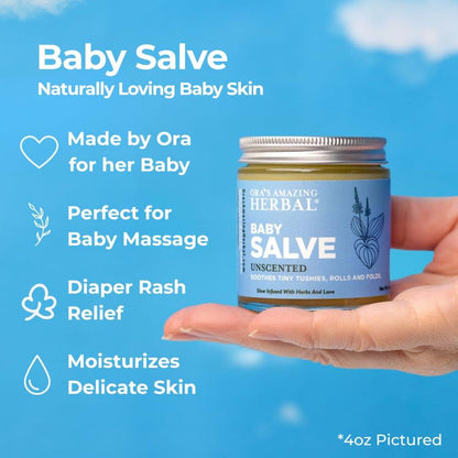 Ora's Amazing Herbal Baby Salve Fragrance Free Plant Based Ointment 4 Oz