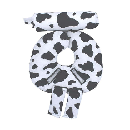 Little Tall Poppy Infant Car Seat Head Support Set, Cow Print, Newborn Head Rest, Baby Strap Covers, Carry Cushion