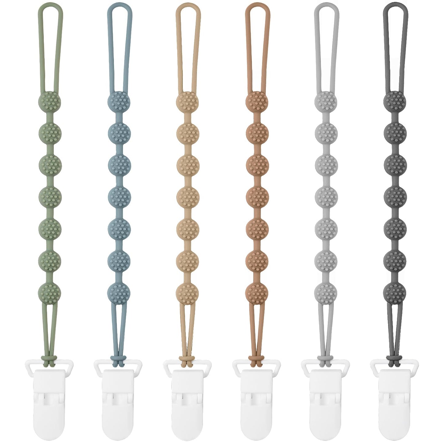 Eascrozn Silicone Pacifier Clip 6 Pack