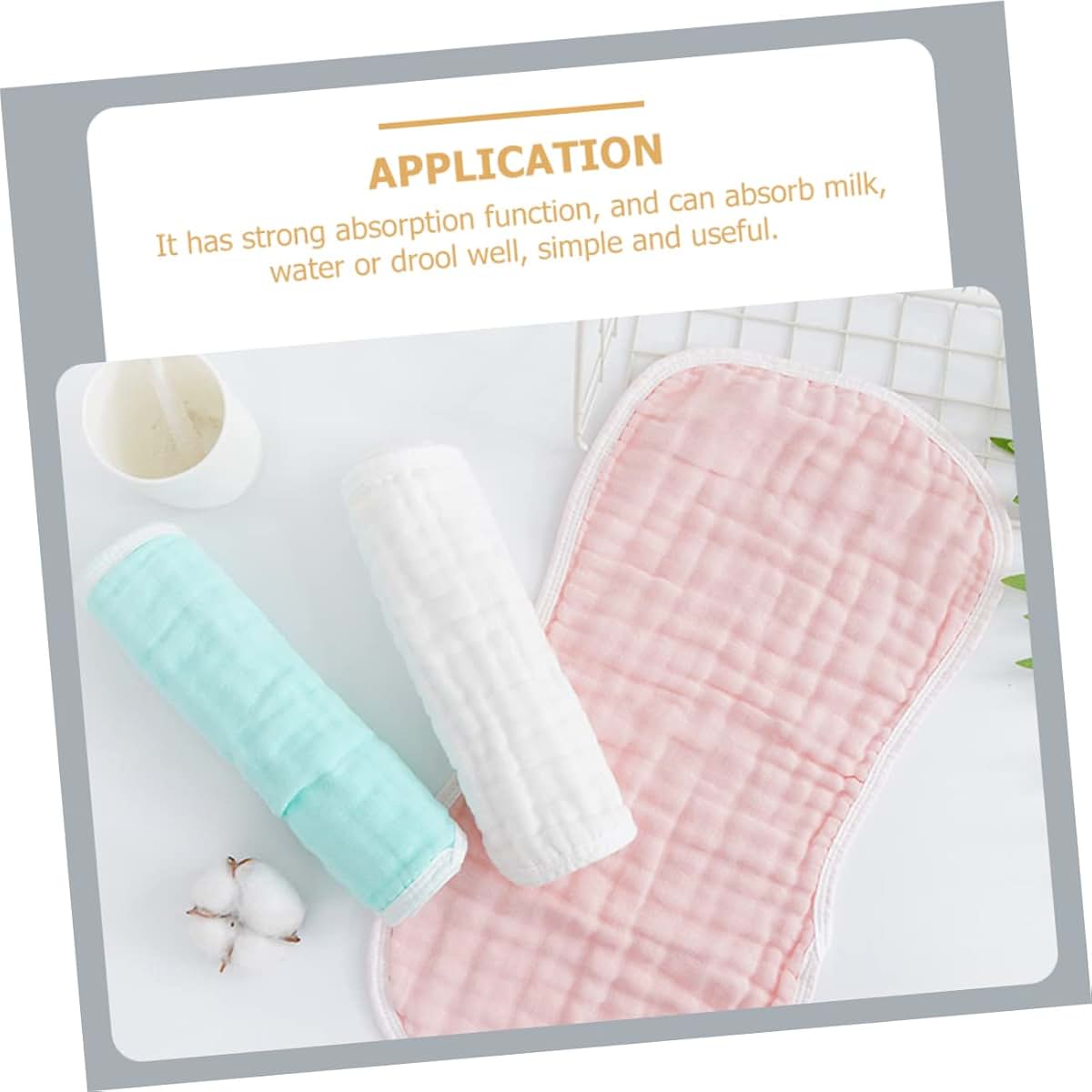 GLSTOY Baby Burp Cloths 5 Pack Cotton Washable Full Shoulder Coverage