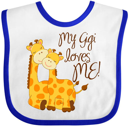 Inktastic My Gigi Loves Me Baby Bib With Giraffe Print