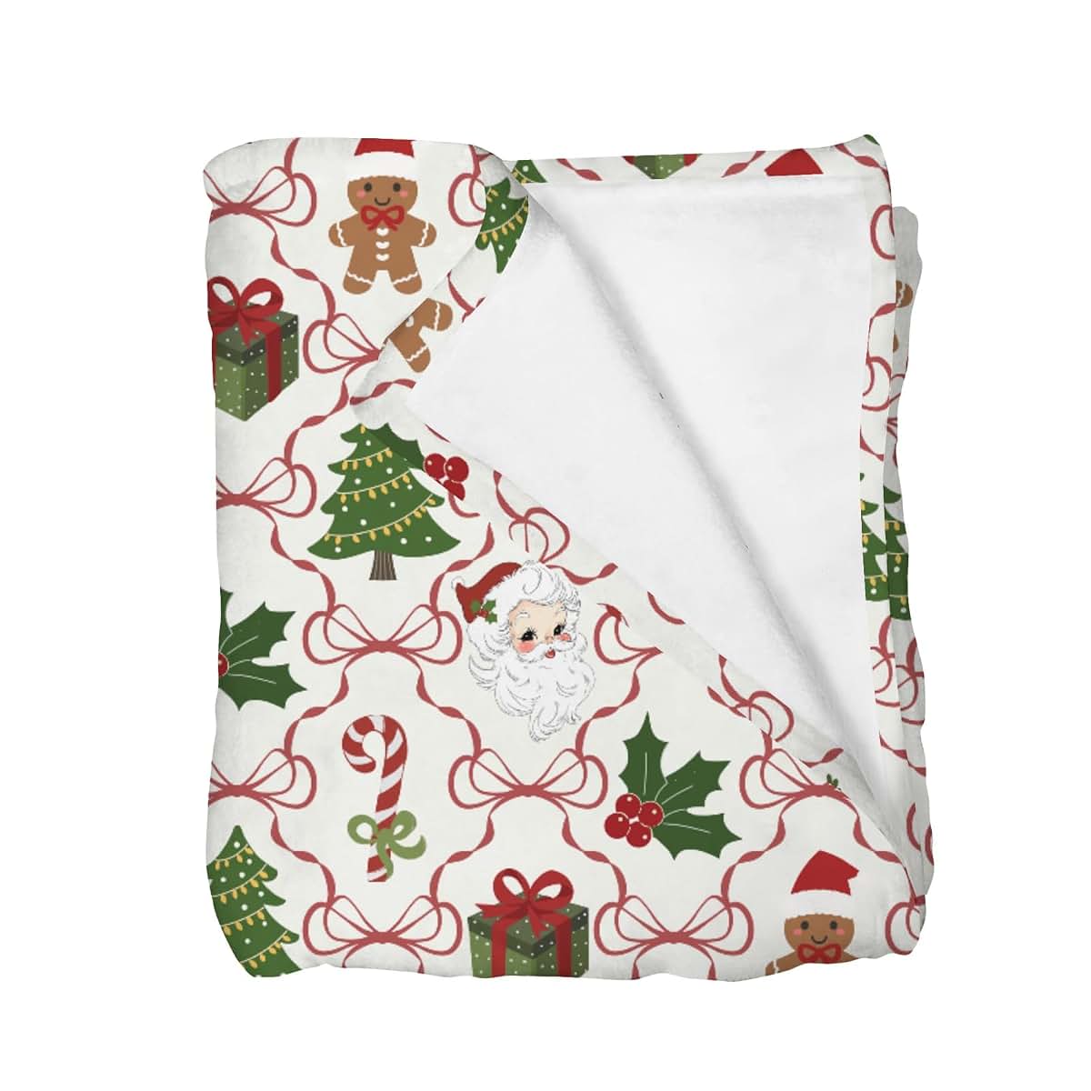 Selgkds Pink Santa Christmas Bows Baby Blankets