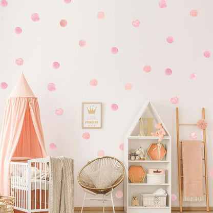 YouRfocus Pink Polka Dot Wall Decals For Girls Bedroom, Peel And Stick