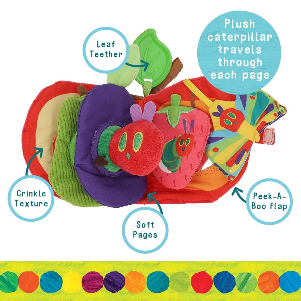 KIDS PREFERRED Eric Carle Very Hungry Caterpillar Activity Apple and Plush - Crinkle Texture Inside and Attached Leaf (photo 3)