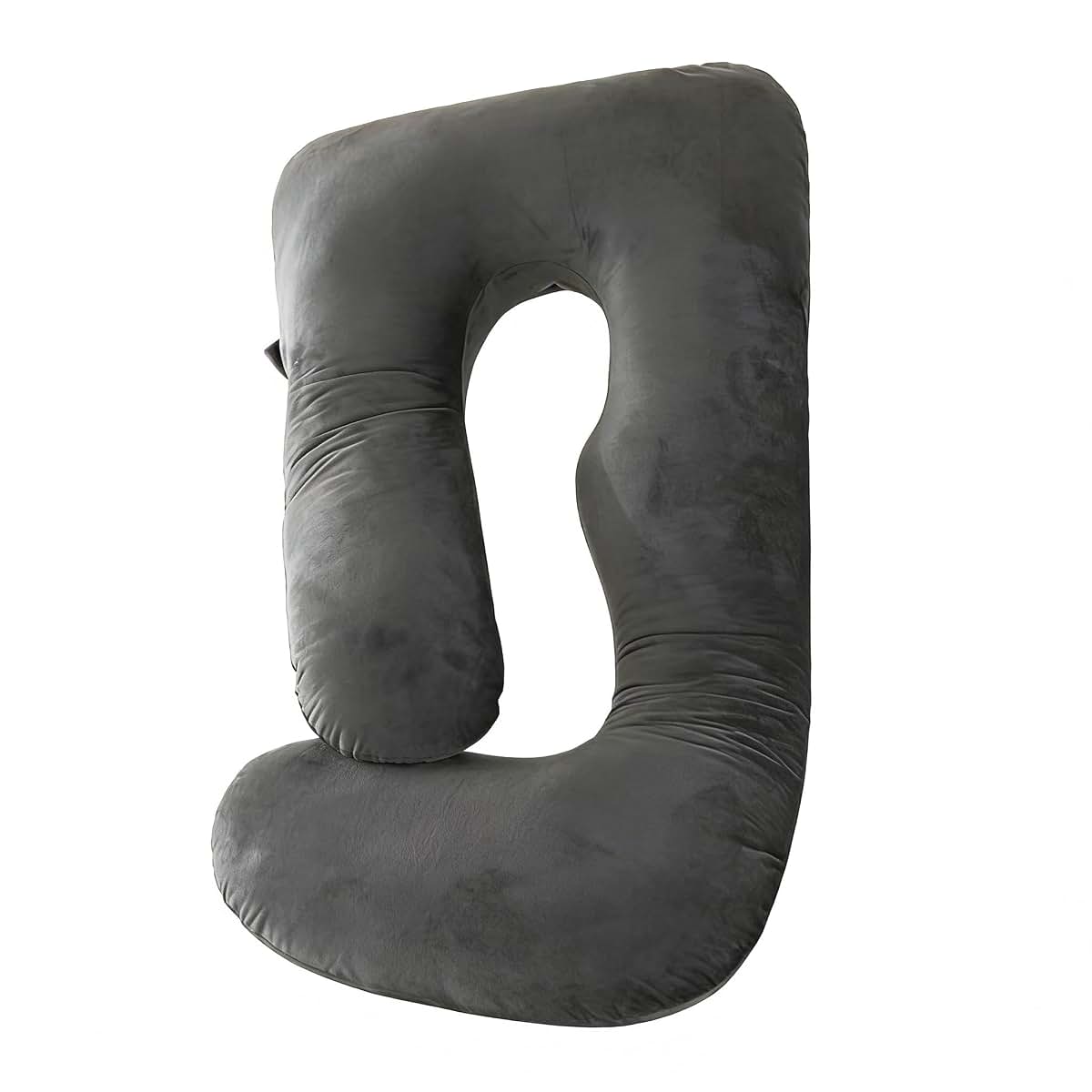 Wndy's Dream J-Shaped Maternity Pillow with Removable Cover, Grey