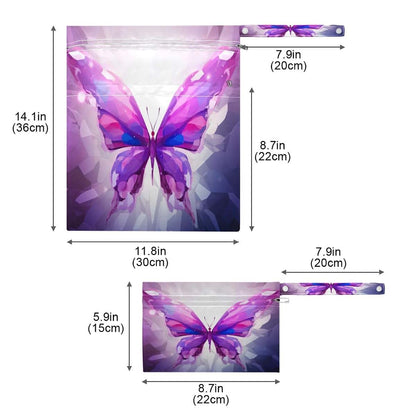 Blueangle Reusable Wet Dry Bag 2-Pack With Purple Butterfly Design