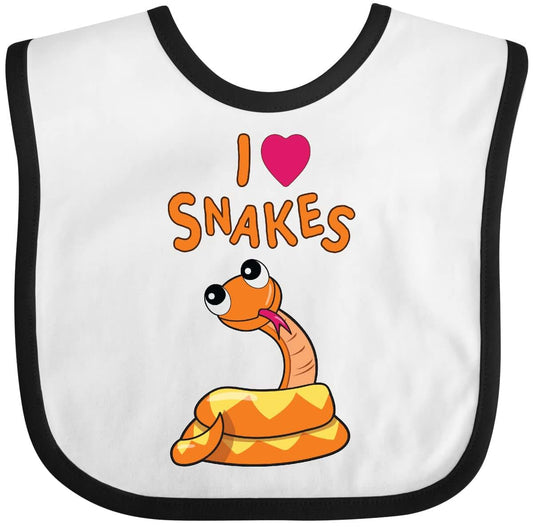 Inktastic I Love Snakes Baby Bib with Hook and Loop Closure