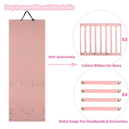 PACMAXI Baby Girl Hair Bows Holder and Storage Organizer, Pink 2, Large
